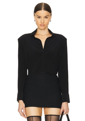 Norma Kamali Shirt With Shoulder Pads in Black. Size M, S, XL, XS, XXS.