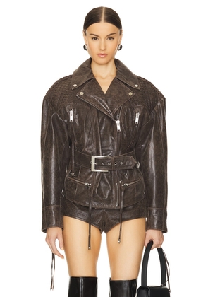 retrofete Salome Leather Jacket in Brown. Size M, S, XL, XS, XXS.