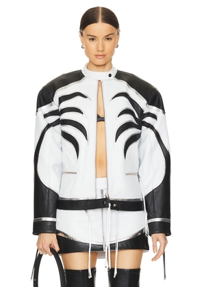 retrofete Givana Leather Jacket in White. Size M, S, XXS.
