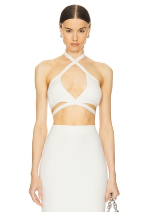 Lapointe Criss Cross Halter in White. Size M.