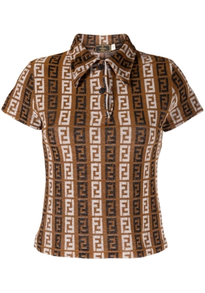 Fendi Pre-Owned monogram terry-cloth polo shirt - Brown