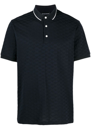 Emporio Armani textured knit polo shirt - Blue