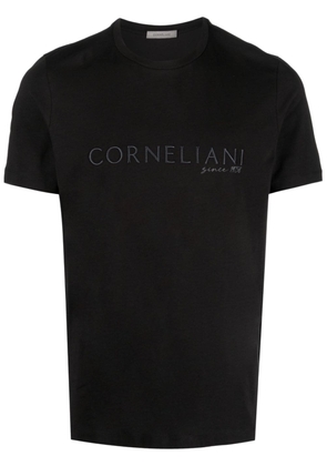 Corneliani logo-embroidered cotton T-shirt - Black