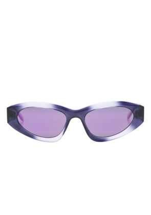 HUGO logo-engraved oval-frame sunglasses - Purple