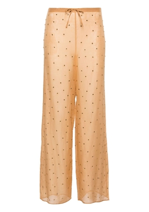 Oséree rhinestone-embellished straight-leg trousers - Neutrals