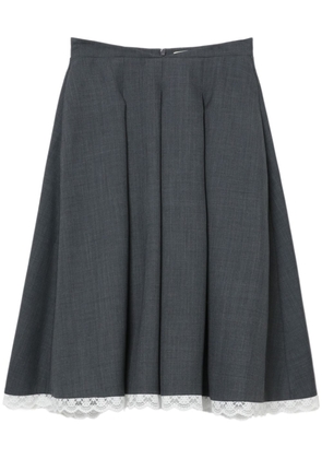 SHUSHU/TONG lace-trim pleated skirt - Grey