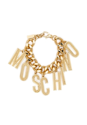 Moschino logo-lettering cuban-chain bracelet - Gold