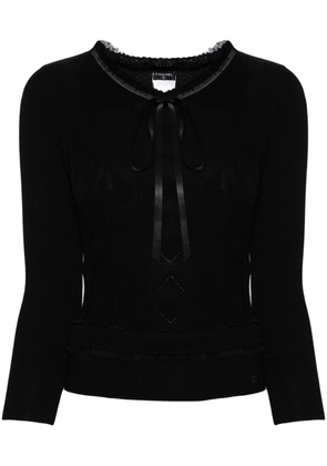 CHANEL Pre-Owned 2003 tied detailing knitted blouse - Black