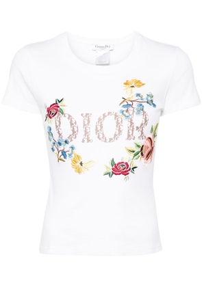 Christian Dior Pre-Owned pre-owned Trotter-print embroidered T-shirt - White