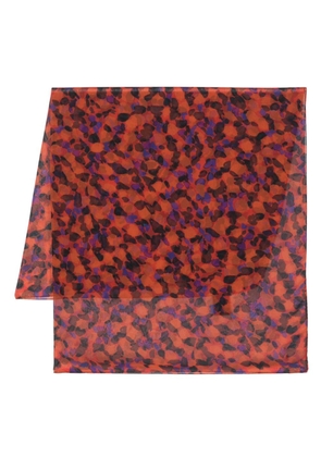 Saint Laurent tulip-print silk scarf - Red