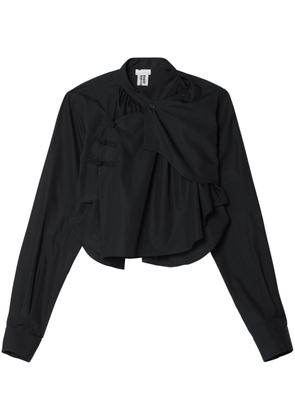 Noir Kei Ninomiya asymmetric draped cotton shirt - Black