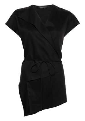 Fabiana Filippi asymmetric linen wrap top - Black