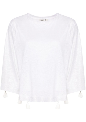 Max & Moi tassel-detail linen jersey top - White