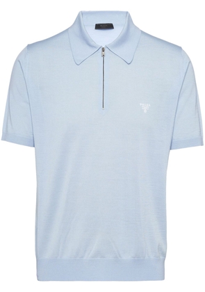 Prada zip-up wool polo shirt - Blue