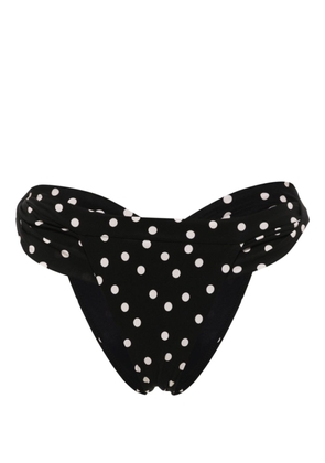 Saint Laurent polka-dot ruched bikini bottoms - Black