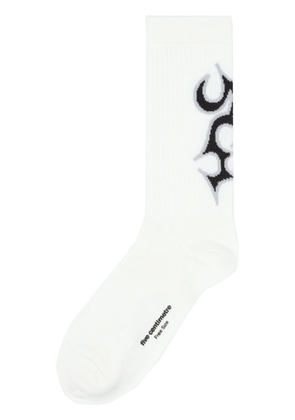FIVE CM intarsia-knit calf socks - White