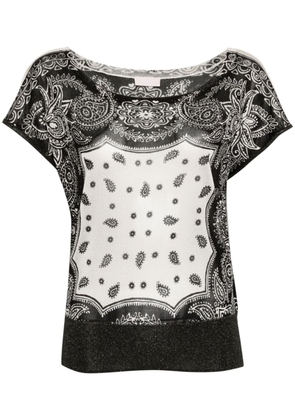 LIU JO paisley-print fine-knit T-shirt - Black