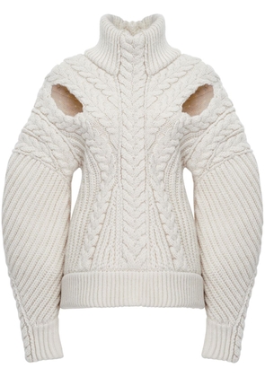Alexander McQueen slash-detailing cable-knit jumper - Neutrals