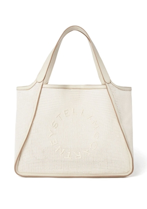 Stella McCartney logo-embroidered mesh tote bag - Neutrals