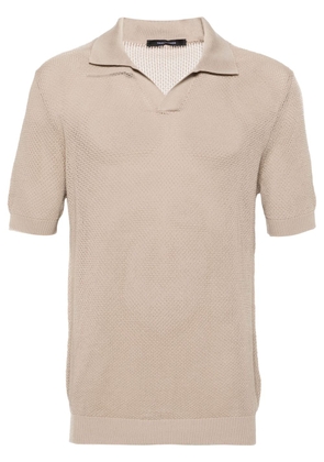 Tagliatore Jake open-knit cotton polo shirt - Neutrals