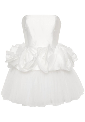 Ana Radu floral-appliqué strapless minidress - White