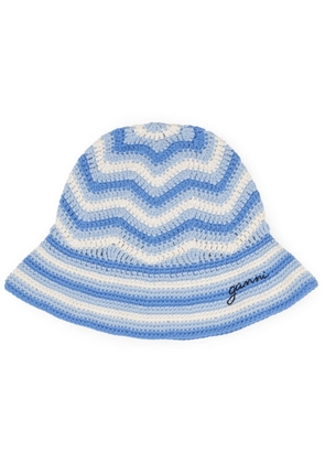 GANNI organic-cotton crochet bucket hat - Blue