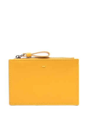 Doucal's logo-debossed leather card holder - Yellow