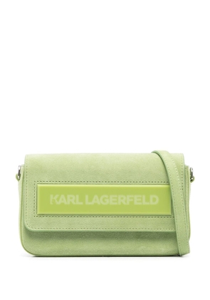 Karl Lagerfeld IKON K small Flap suede shoulder bag - Green