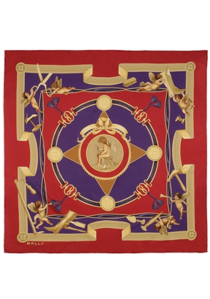 Bally Emblem cherub-print silk scarf - Red