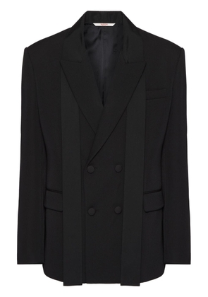 Valentino Garavani scarf-collar double-breasted wool jacket - Black