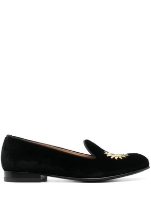 Scarosso embroidered velvet loafers - Black