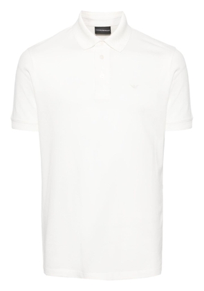 Emporio Armani embroidered-logo piqué polo shirt - White