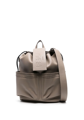 FENDI medium Strike leather backpack - Brown