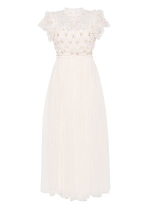 Needle & Thread Rococo floral-embroidered gown - White