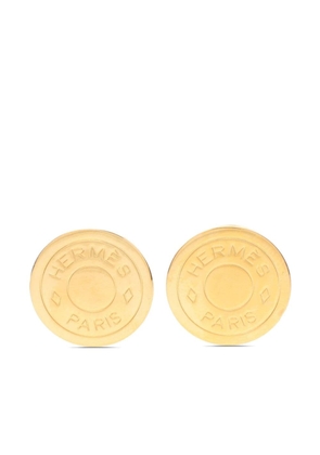 Hermès Pre-Owned 2000s logo-engraved button clip-on earrings - Gold