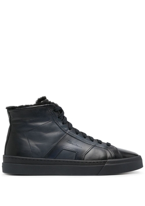 Santoni high-top leather sneakers - Blue