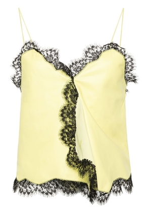 Off-White leather lace-detail top - Yellow