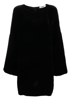 PNK velvet puff-sleeves midi dress - Black