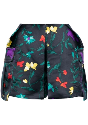 sacai floral-print flared shorts - Blue