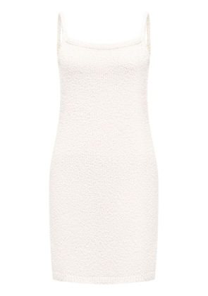 12 STOREEZ bouclé-knit cotton-cashmere mini dress - White