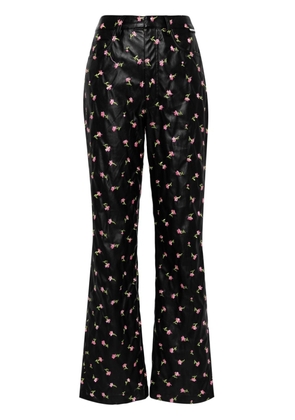 ROTATE BIRGER CHRISTENSEN floral-embroidered straight-leg trousers - Black