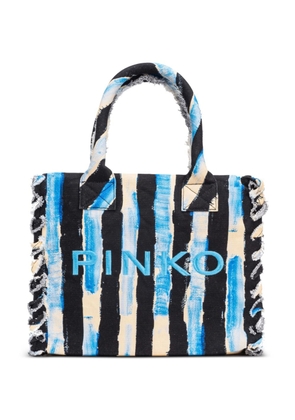 PINKO striped canvas beach bag - Blue