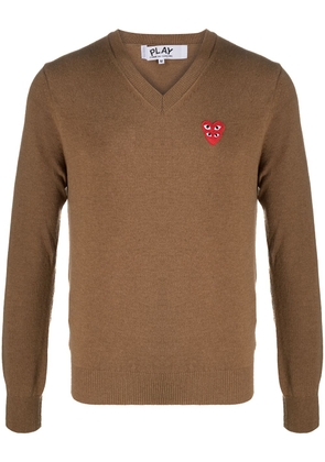 Comme Des Garçons Play logo heart embroidered jumper - Brown