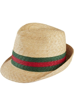 Gucci woven straw fedora hat - White
