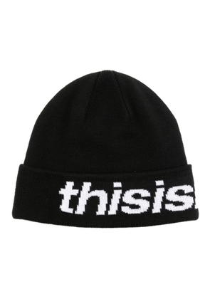 This Is Never That logo-intarsia beanie - Black