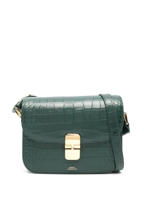 A.P.C. Grace croc-embossed leather shoulder bag - Green