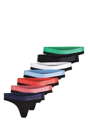 Karl Lagerfeld seven-pack logo-waistband thongs - Black