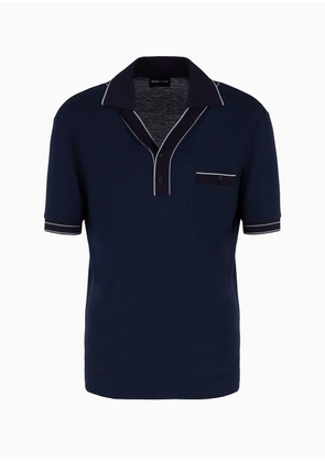 OFFICIAL STORE Short-sleeved Ribbed Polo Shirt In Viscose And Wool
