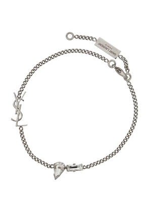 Saint Laurent Crystal Monogram Chain Bracelet