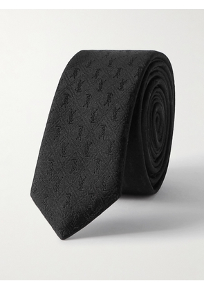 SAINT LAURENT - 4cm Logo-Jacquard Silk Tie - Men - Black